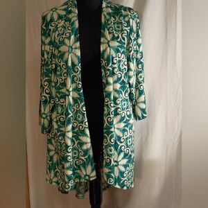 LuLaRoe Teal and Cream Cardigan